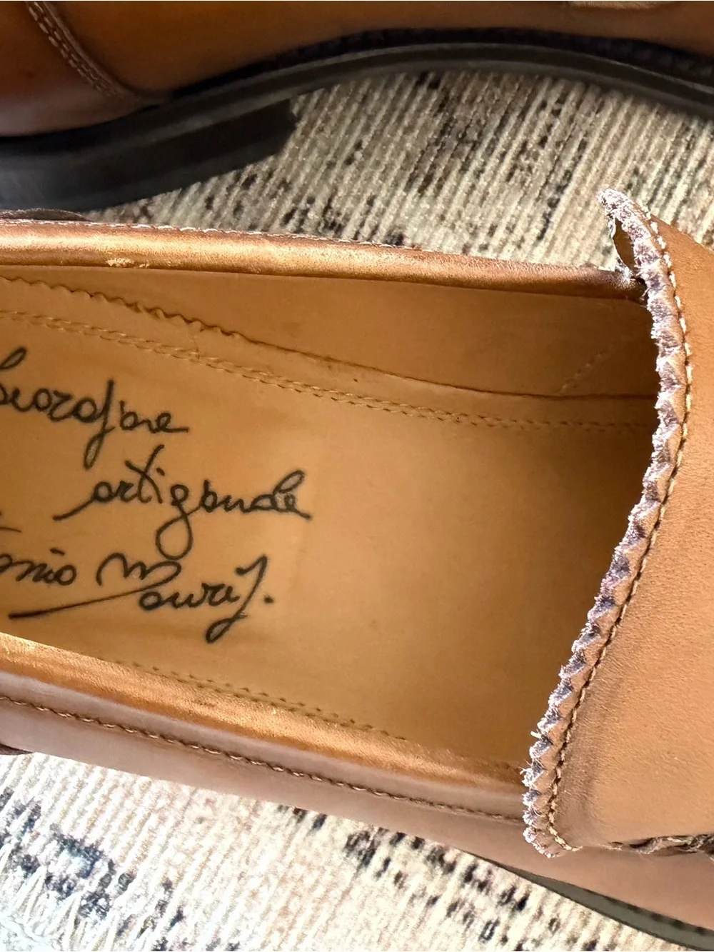 Antonio Maurizi Cognac Leather Slip-On Loafers